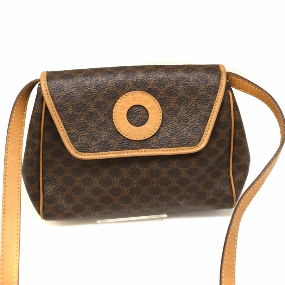 CELINE shoulder bag circle logo Macadam brown leather - Picture 2 of 6